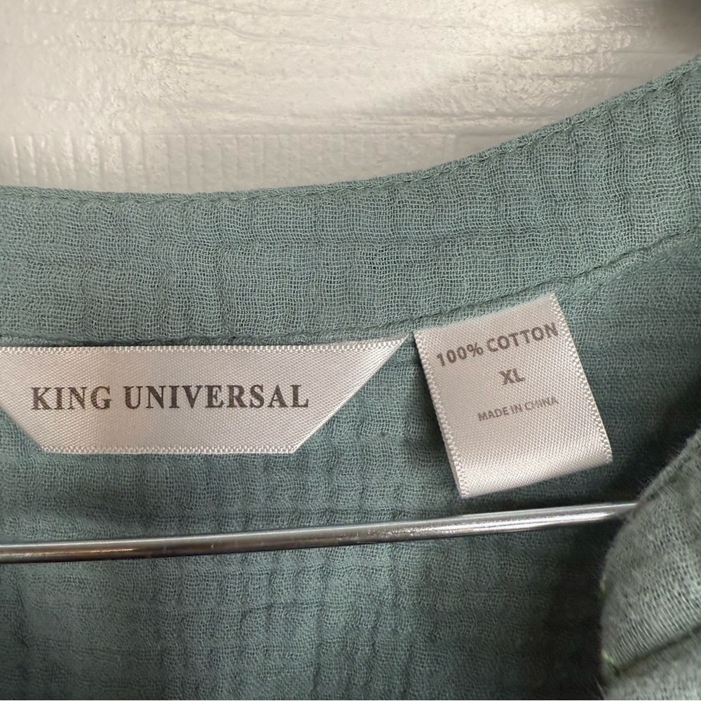 King Universal Women’s Blue Green Blouse Top 100% Cotton Size XL GUC - Picture 3 of 7